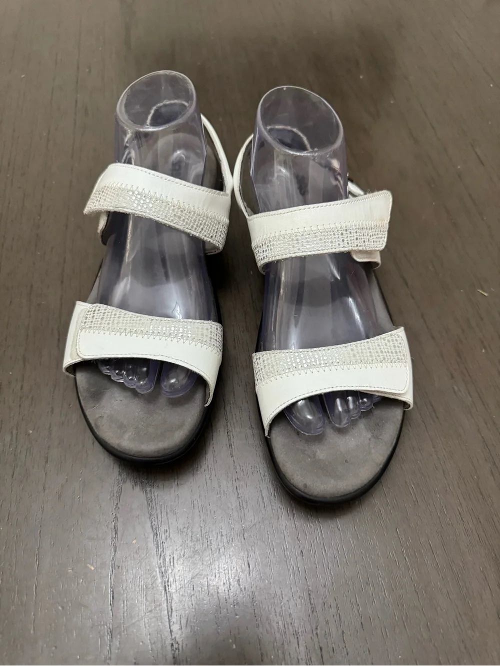 SAS Nudu Sandals White Leather Open Round Toe Straps Slingback Buckle Size W10n